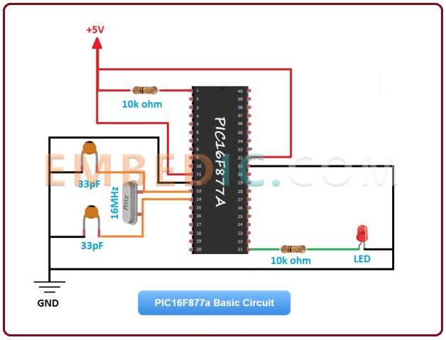 PIC16F877A Microcontroller Circuit Diagram